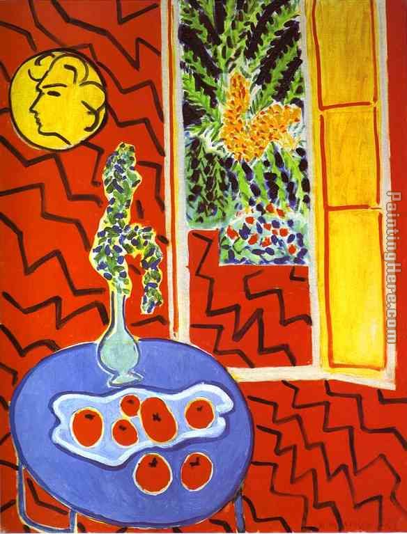 Red Interior  Still Life on a Blue Table painting - Henri Matisse Red Interior  Still Life on a Blue Table art painting